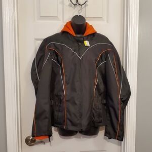 Nextgen Motorcyle Black and Orange Jacket with Hoodie XL